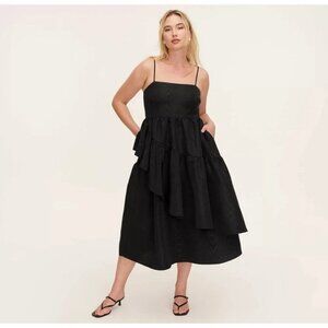 NEW! Kate Spade New York Target Tiered Ruffle Midi Tank Dress Black SZ XS